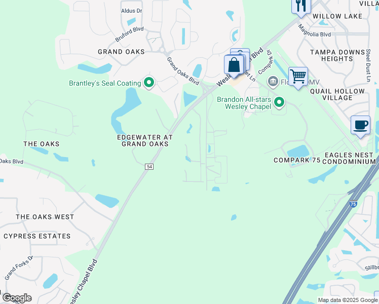 map of restaurants, bars, coffee shops, grocery stores, and more near 4101-4299 Hay Road in Land O' Lakes