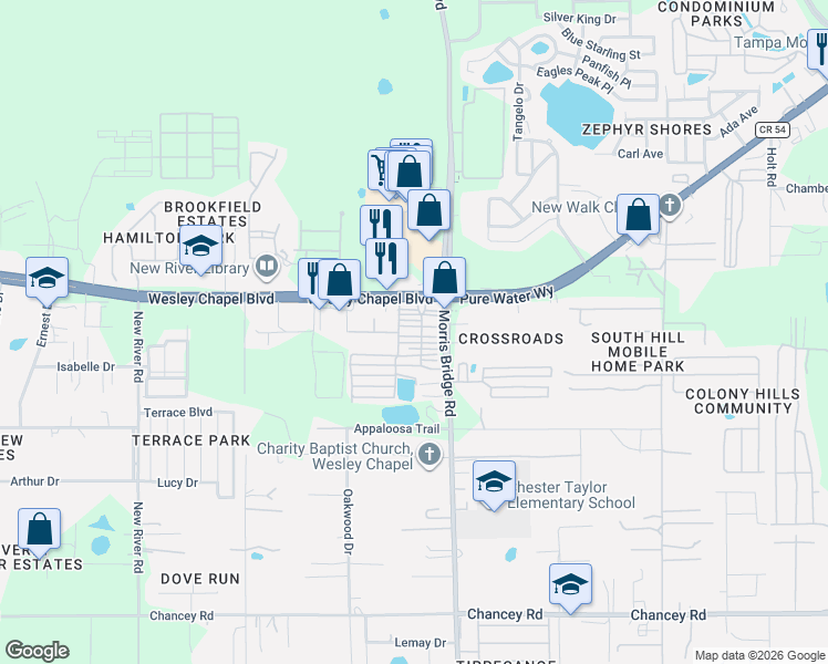 map of restaurants, bars, coffee shops, grocery stores, and more near in Pasco County