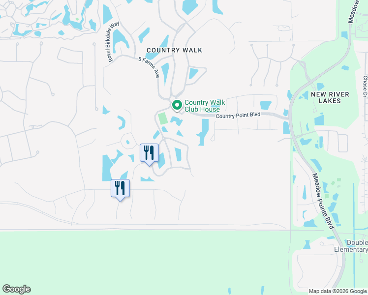 map of restaurants, bars, coffee shops, grocery stores, and more near 4200 Warwick Hills Drive in Wesley Chapel