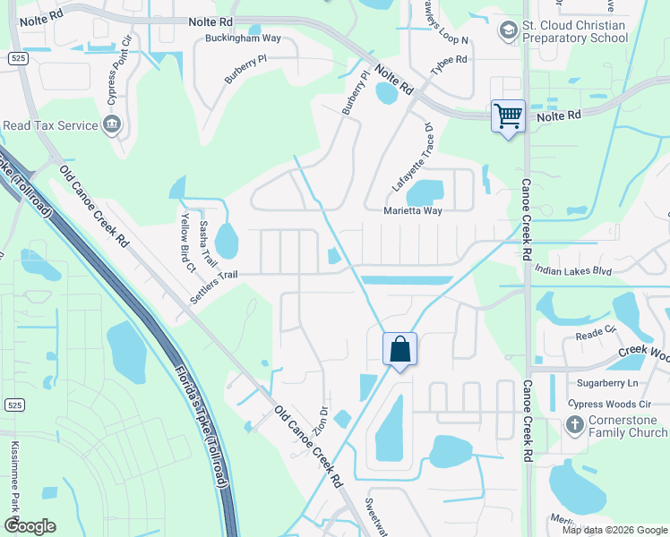 map of restaurants, bars, coffee shops, grocery stores, and more near 2750 Settlers Trail in St. Cloud