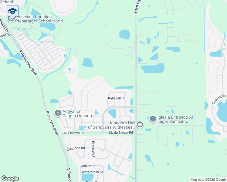 map of restaurants, bars, coffee shops, grocery stores, and more near 2744 Big Timber Drive in Kissimmee