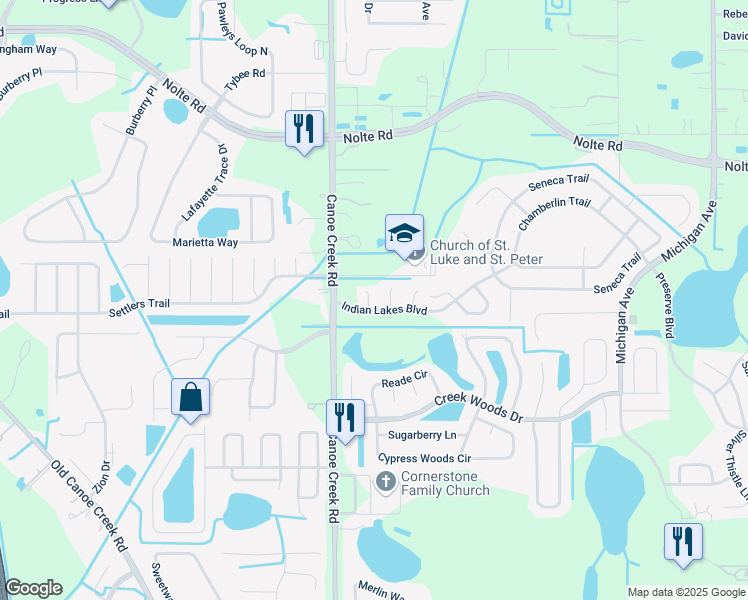 map of restaurants, bars, coffee shops, grocery stores, and more near 4303 Shoshone Court in Saint Cloud