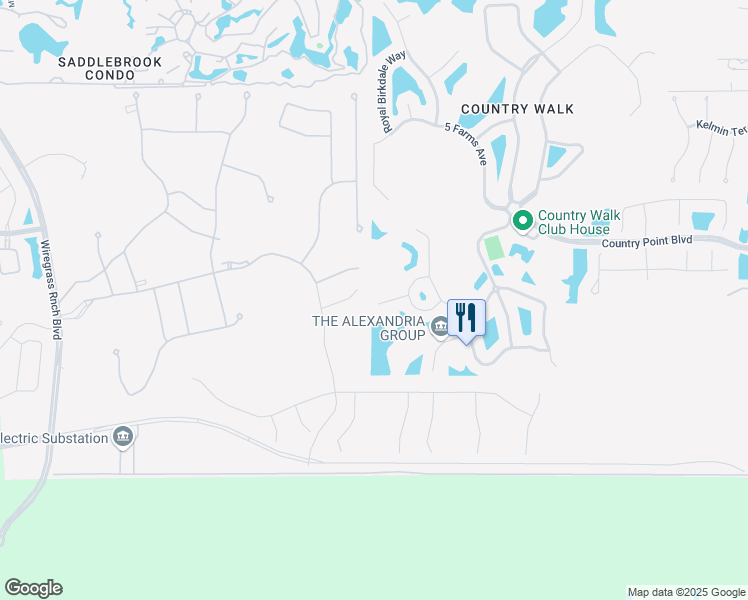 map of restaurants, bars, coffee shops, grocery stores, and more near 30007 Bermuda Dunes Way in Wesley Chapel