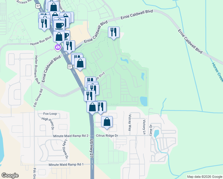 map of restaurants, bars, coffee shops, grocery stores, and more near 142 Tennis Lane in Davenport