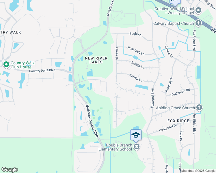map of restaurants, bars, coffee shops, grocery stores, and more near 4206 Medbury Drive in Wesley Chapel