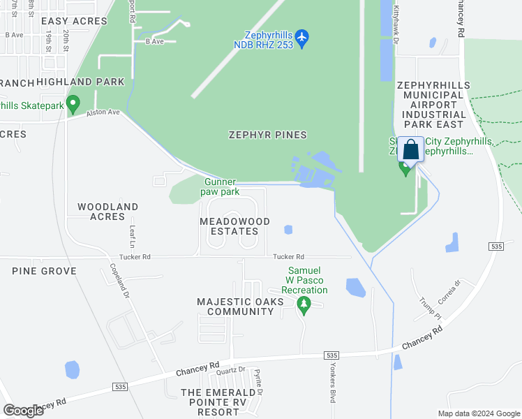 map of restaurants, bars, coffee shops, grocery stores, and more near 39748 Meadowood Loop in Zephyrhills