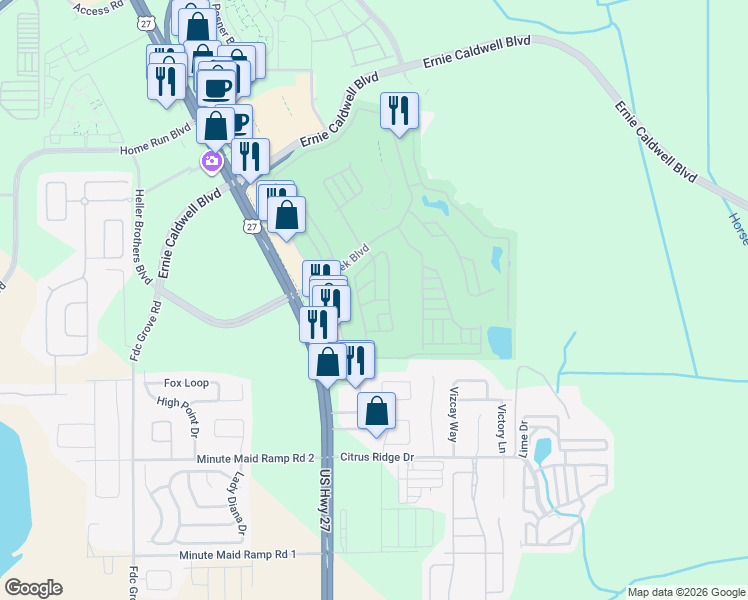 map of restaurants, bars, coffee shops, grocery stores, and more near 142 Tennis Lane in Davenport