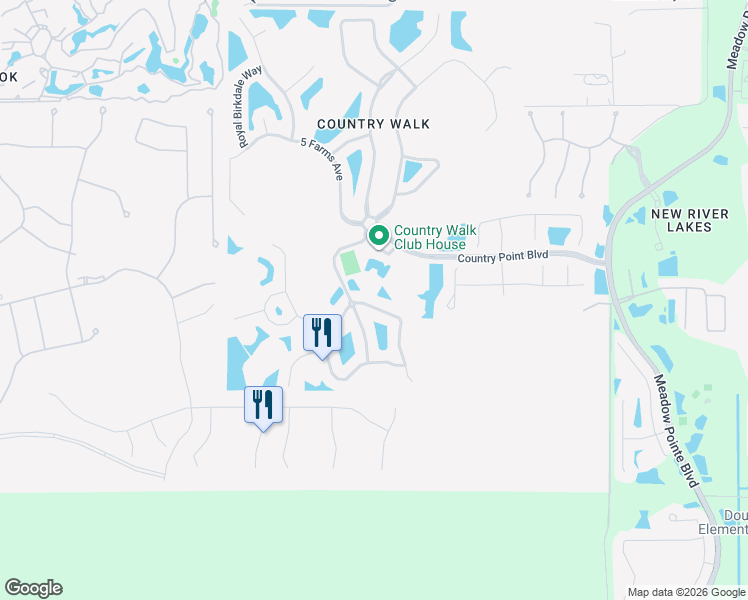 map of restaurants, bars, coffee shops, grocery stores, and more near 4246 Warwick Hills Drive in Wesley Chapel