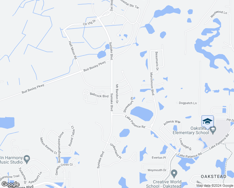 map of restaurants, bars, coffee shops, grocery stores, and more near Mount Bandon Drive in Land O' Lakes