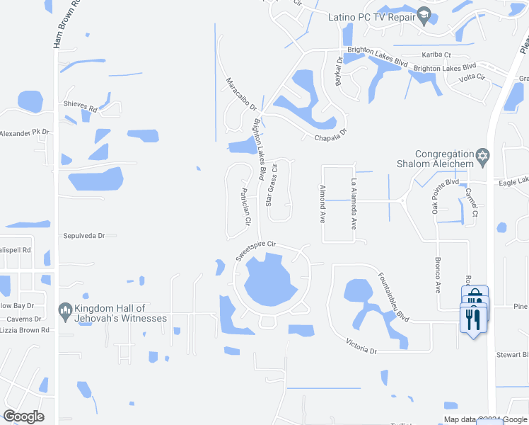 map of restaurants, bars, coffee shops, grocery stores, and more near 2715 Star Grass Circle in Kissimmee