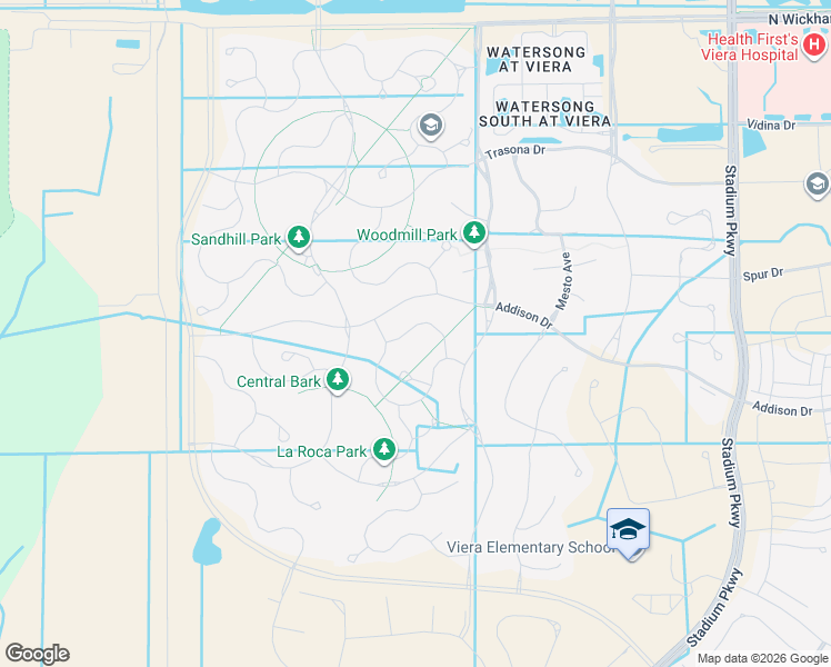 map of restaurants, bars, coffee shops, grocery stores, and more near 3155 Hummingbird Way in Melbourne