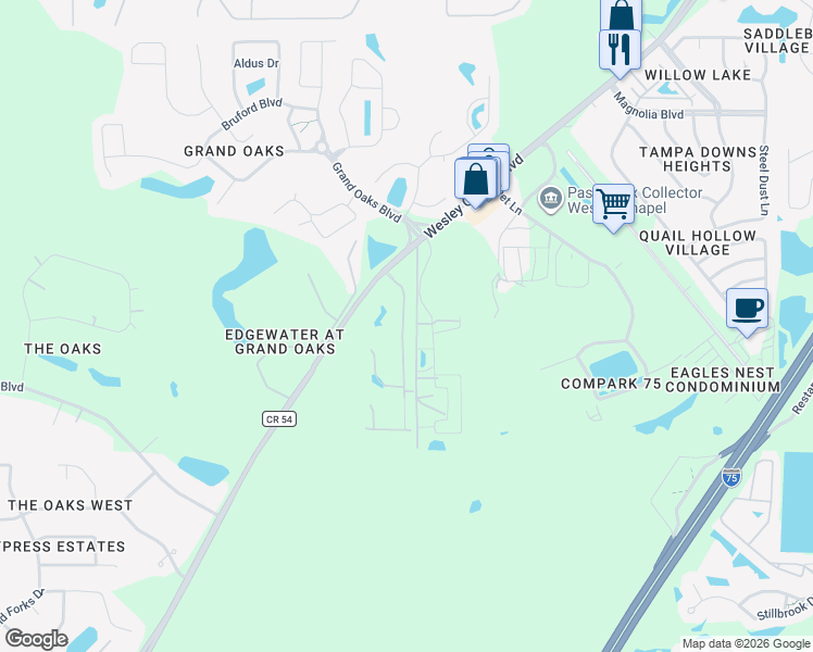 map of restaurants, bars, coffee shops, grocery stores, and more near 4600-4698 Scarborough Dr in Lutz