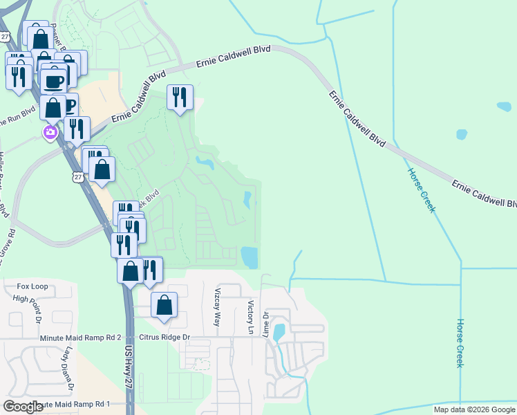 map of restaurants, bars, coffee shops, grocery stores, and more near 2869 Saint George Drive in Davenport
