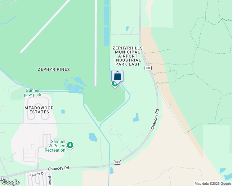 map of restaurants, bars, coffee shops, grocery stores, and more near 40450 Chancey Road in Zephyrhills
