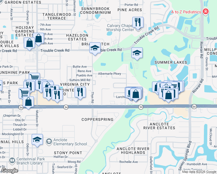 map of restaurants, bars, coffee shops, grocery stores, and more near 4145 Pine Haven Road in New Port Richey