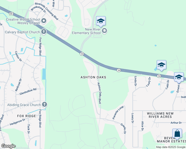 map of restaurants, bars, coffee shops, grocery stores, and more near 4251 Angelica Loop in Wesley Chapel