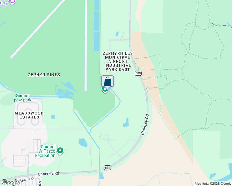 map of restaurants, bars, coffee shops, grocery stores, and more near 40450 Chancey Road in Zephyrhills