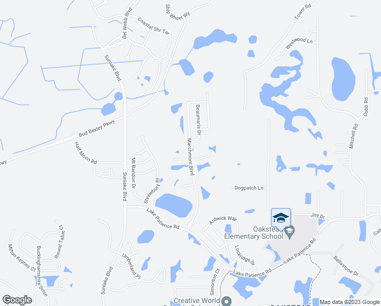map of restaurants, bars, coffee shops, grocery stores, and more near 4301 Marchmont Boulevard in Land O' Lakes