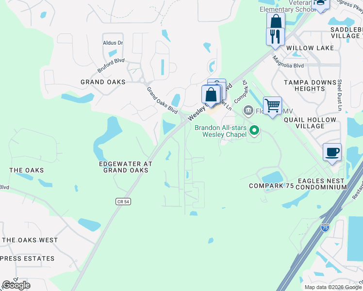 map of restaurants, bars, coffee shops, grocery stores, and more near 4600-4698 Scarborough Dr in Lutz