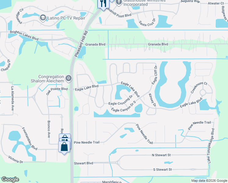 map of restaurants, bars, coffee shops, grocery stores, and more near 2702 Eagle Creek Court in Kissimmee