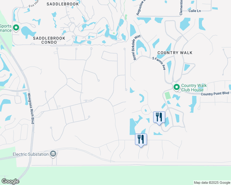 map of restaurants, bars, coffee shops, grocery stores, and more near 30007 Bermuda Dunes Way in Wesley Chapel