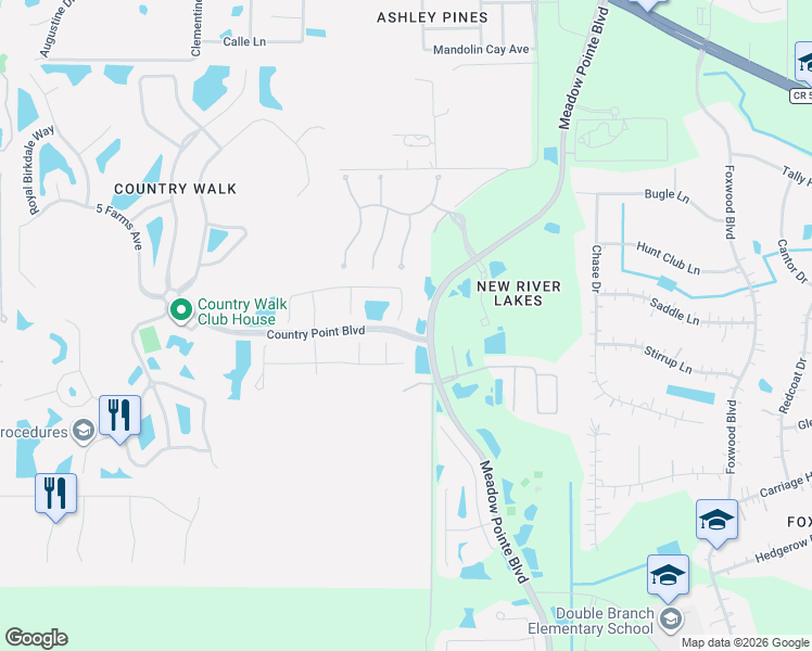 map of restaurants, bars, coffee shops, grocery stores, and more near 4411 O' Rourke Court in Wesley Chapel