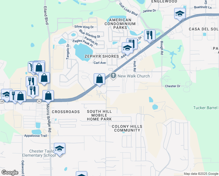 map of restaurants, bars, coffee shops, grocery stores, and more near 35018 Sateen Drive in Zephyrhills
