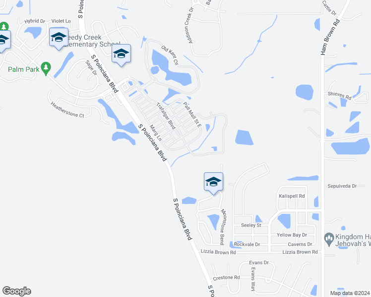 map of restaurants, bars, coffee shops, grocery stores, and more near 2660 Marg Lane in Kissimmee