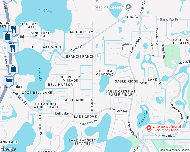 map of restaurants, bars, coffee shops, grocery stores, and more near 4401 Dylan Loop in Land O' Lakes