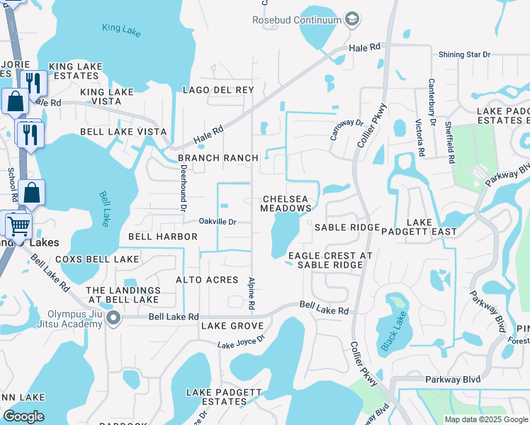 map of restaurants, bars, coffee shops, grocery stores, and more near 4415 Dylan Loop in Land O' Lakes
