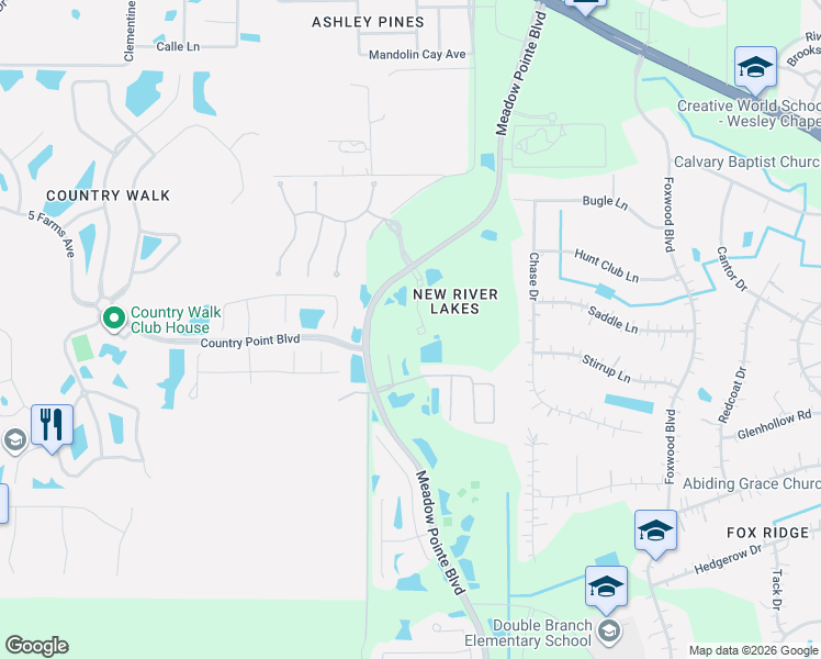 map of restaurants, bars, coffee shops, grocery stores, and more near 4397 Fennwood Court in Zephyrhills