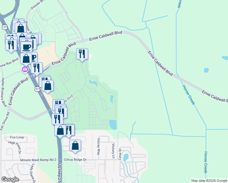map of restaurants, bars, coffee shops, grocery stores, and more near 2809 Saint George Drive in Davenport