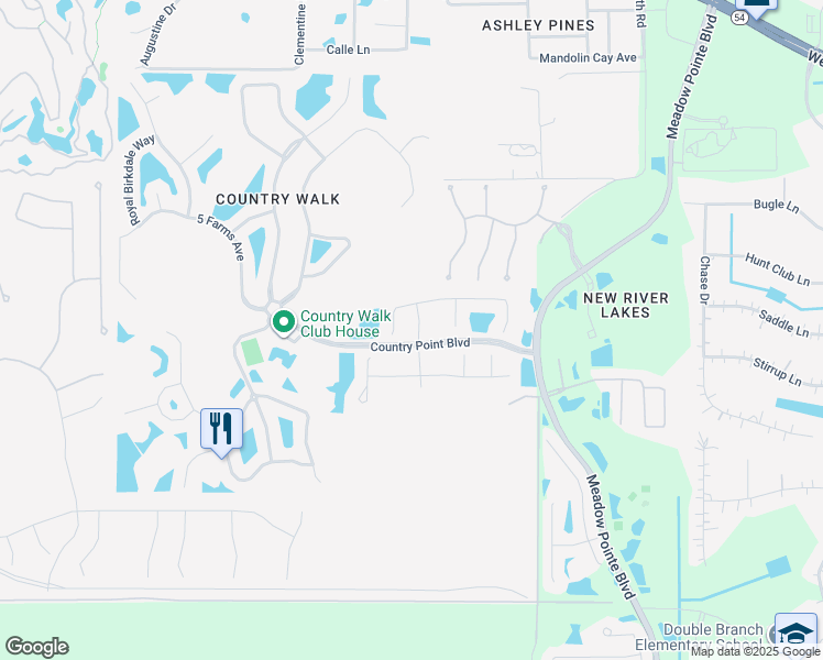 map of restaurants, bars, coffee shops, grocery stores, and more near 4351 English Turn Way in Wesley Chapel
