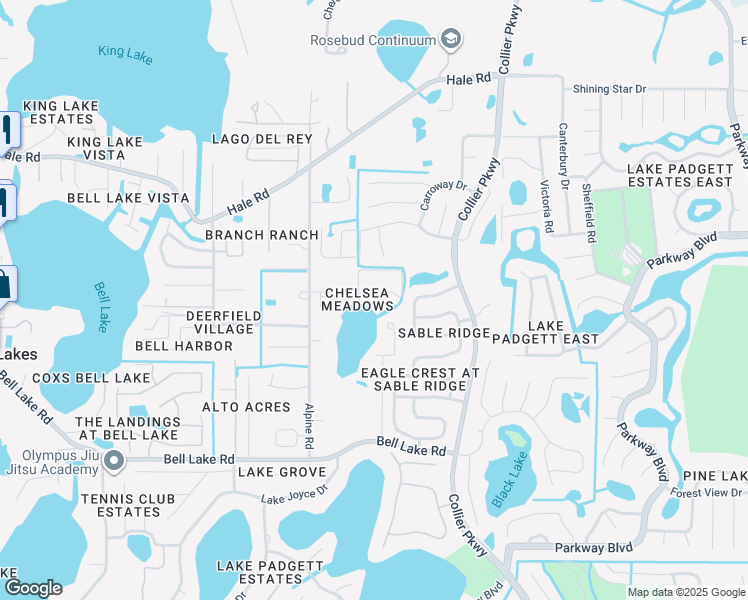 map of restaurants, bars, coffee shops, grocery stores, and more near 22640 Watersedge Boulevard in Land O' Lakes