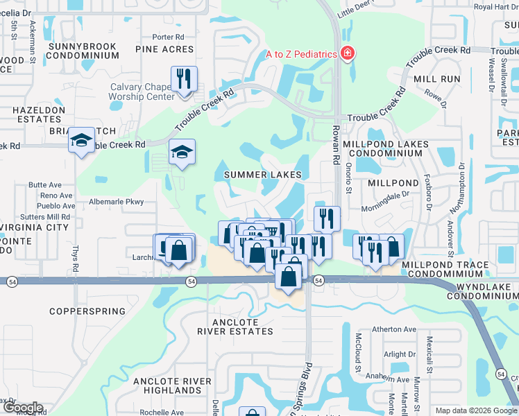 map of restaurants, bars, coffee shops, grocery stores, and more near 4228 Savage Station Circle in New Port Richey