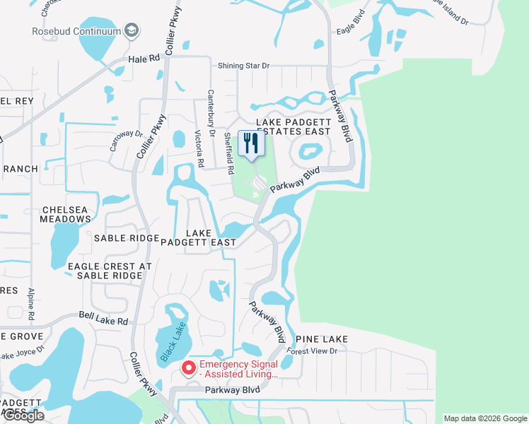 map of restaurants, bars, coffee shops, grocery stores, and more near 4420 Parkway Boulevard in Land O' Lakes