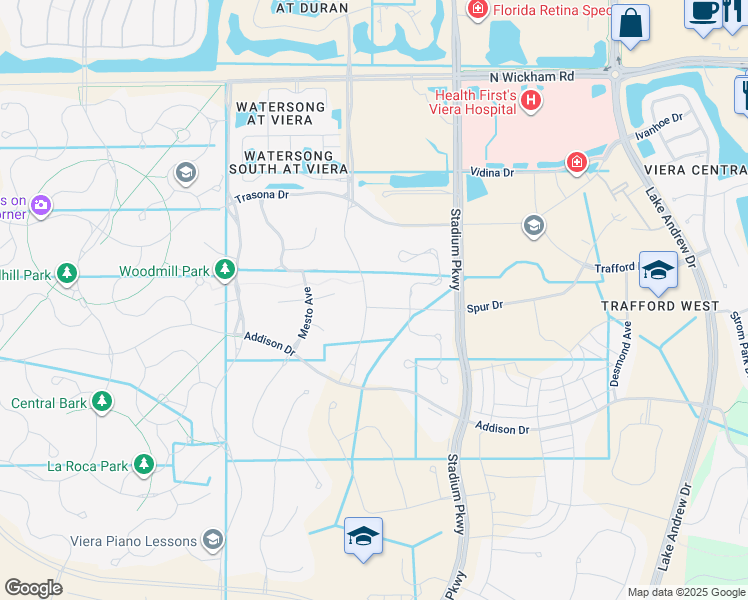 map of restaurants, bars, coffee shops, grocery stores, and more near 7855 Wyndham Drive in Melbourne