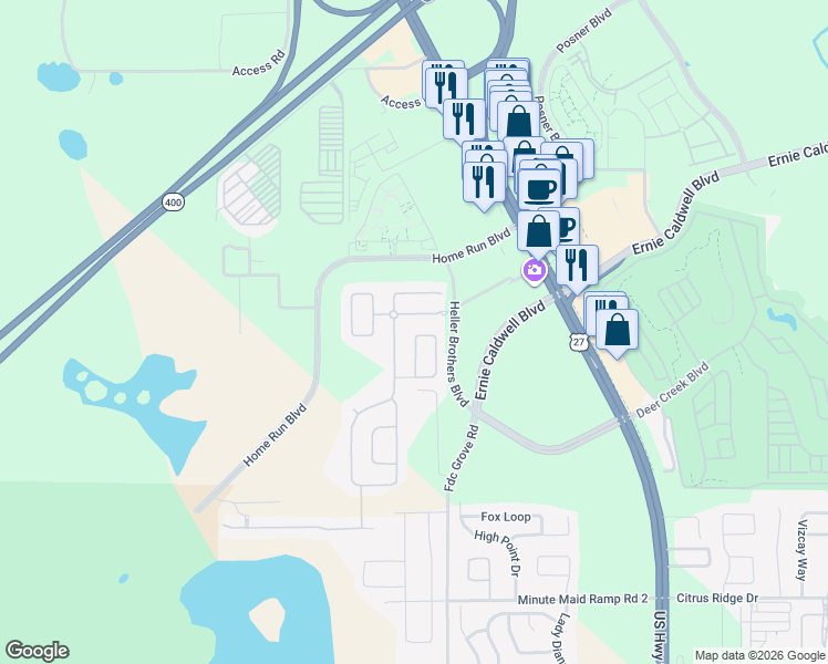 map of restaurants, bars, coffee shops, grocery stores, and more near 557 Madina Circle in Davenport