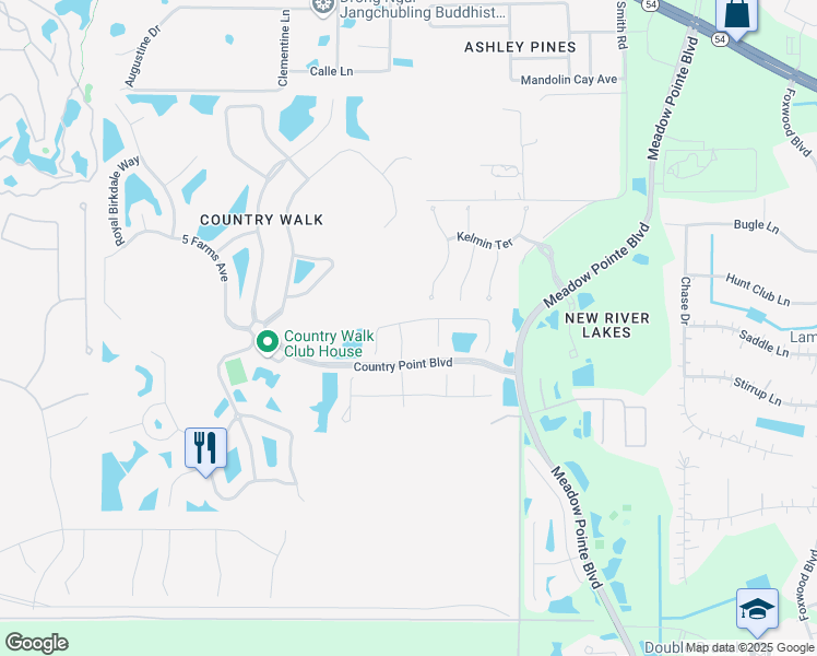 map of restaurants, bars, coffee shops, grocery stores, and more near 30718 Pumpkin Ridge Drive in Wesley Chapel