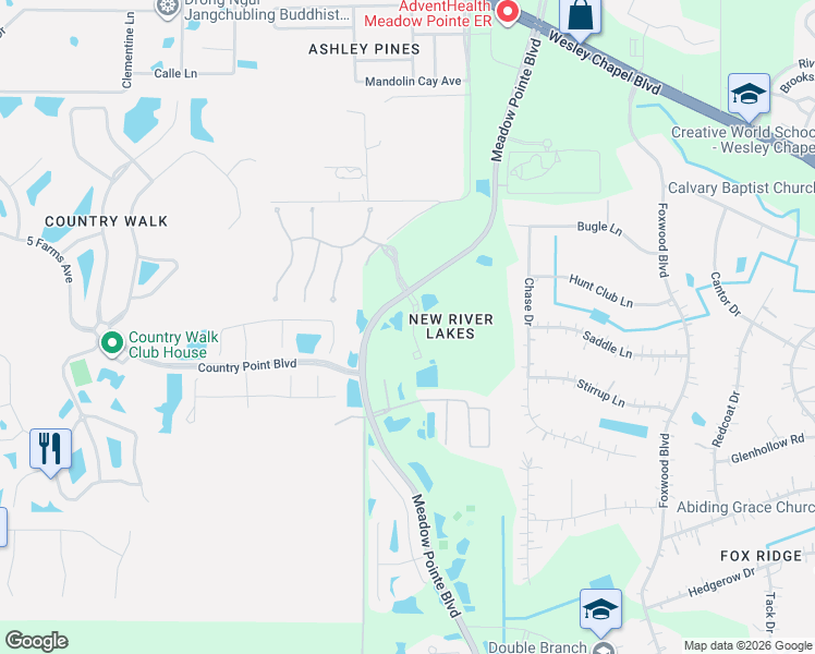 map of restaurants, bars, coffee shops, grocery stores, and more near 4397 Fennwood Court in Zephyrhills