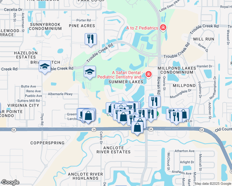 map of restaurants, bars, coffee shops, grocery stores, and more near 4250 Savage Station Circle in New Port Richey