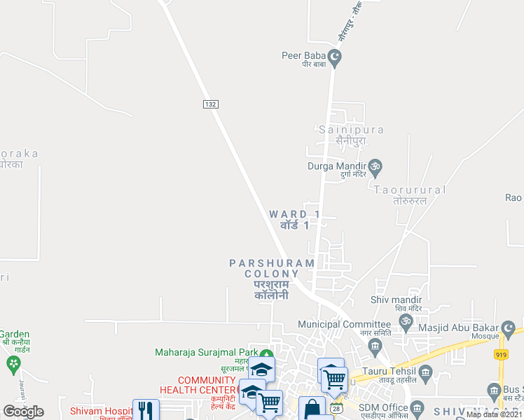 map of restaurants, bars, coffee shops, grocery stores, and more near Tauru Road in Taorurural
