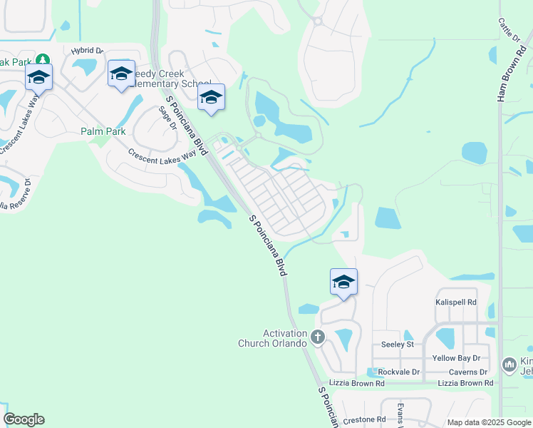 map of restaurants, bars, coffee shops, grocery stores, and more near 4989 Bond Street West in Kissimmee