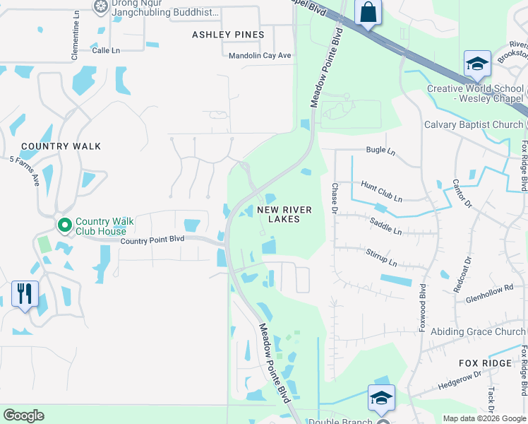 map of restaurants, bars, coffee shops, grocery stores, and more near 4397 Fennwood Court in Zephyrhills