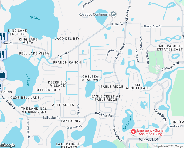map of restaurants, bars, coffee shops, grocery stores, and more near 22620 Gage Loop in Land O' Lakes