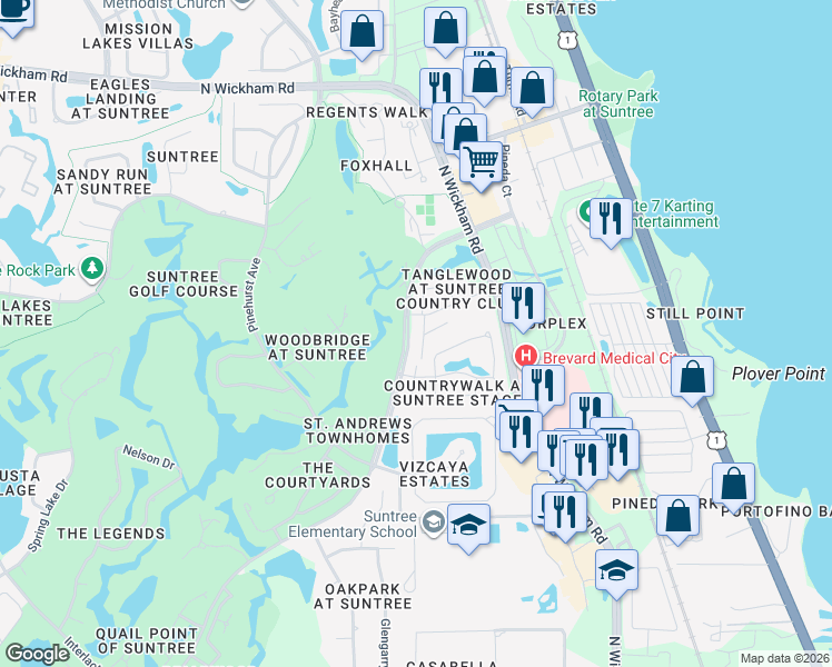 map of restaurants, bars, coffee shops, grocery stores, and more near 464 Prestwick Court in Melbourne
