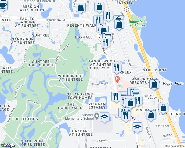map of restaurants, bars, coffee shops, grocery stores, and more near 480 Prestwick Court in Melbourne
