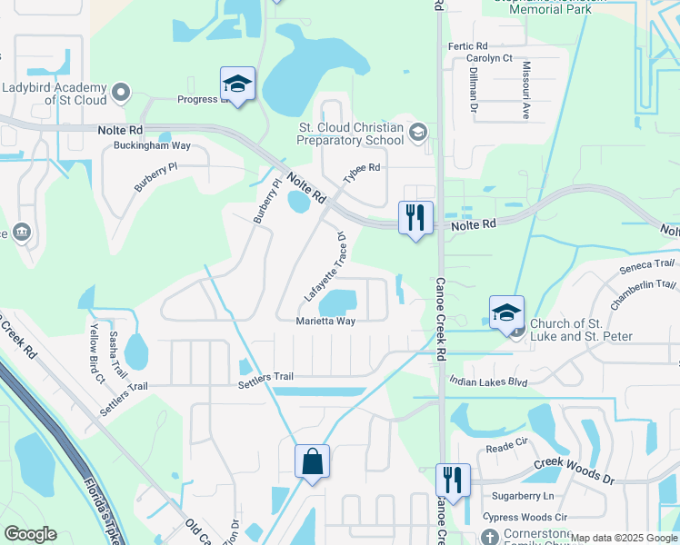 map of restaurants, bars, coffee shops, grocery stores, and more near 4014 Marietta Way in Saint Cloud