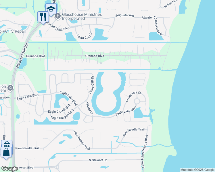 map of restaurants, bars, coffee shops, grocery stores, and more near 2690 Eagle Cliff Drive in Kissimmee