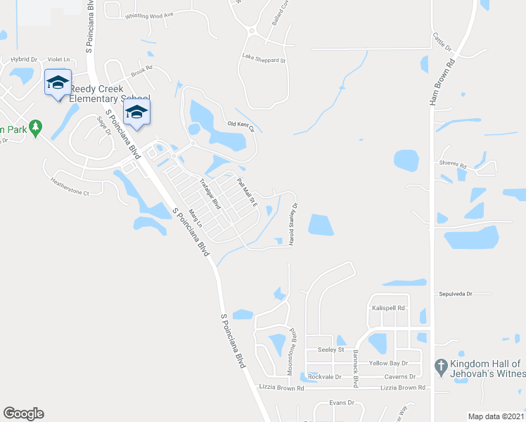 map of restaurants, bars, coffee shops, grocery stores, and more near 4923 Pall Mall Street East in Kissimmee